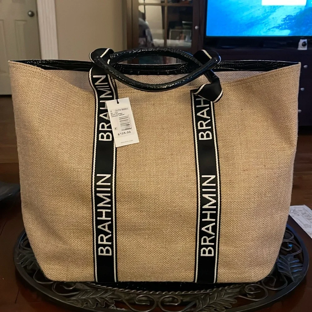 NWT Brahmin Brooklyn Black Chateau genuine leather in black - Picture 1 of 4
